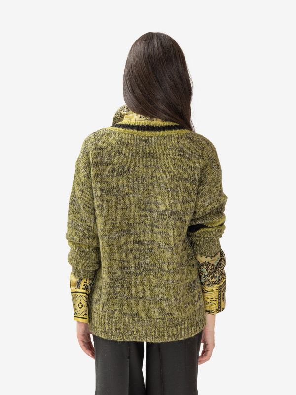 MOMONI' Cardigan lana verde/nero 