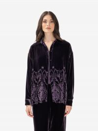 MOMONI' Camicia velluto + ricami Viola