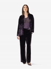 MOMONI' Camicia velluto + ricami Viola