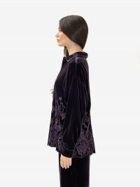 MOMONI' Camicia velluto + ricami Viola