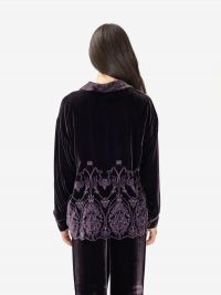 MOMONI' Camicia velluto + ricami Viola