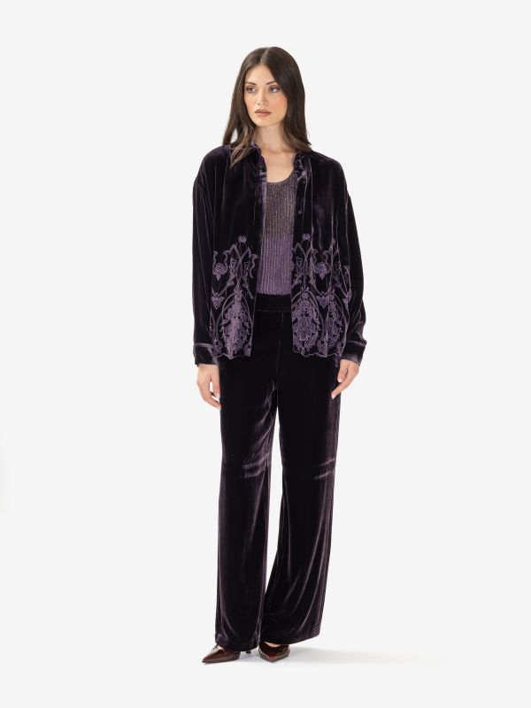 MOMONI' Pantalone palazzo velluto Viola