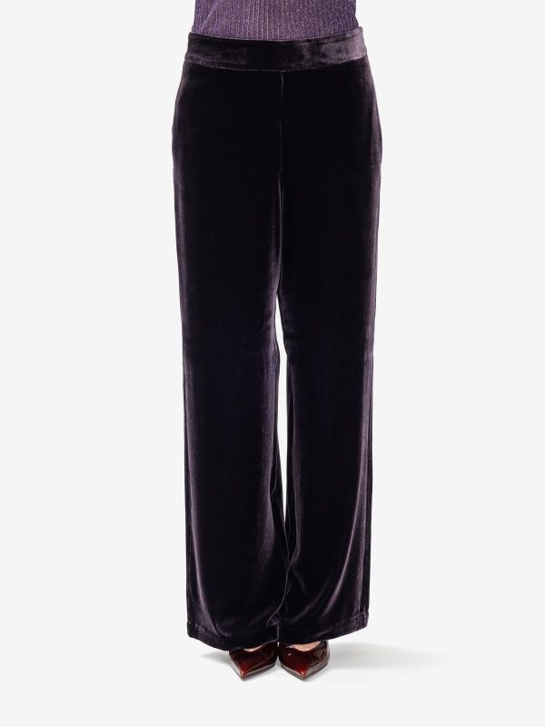 MOMONI' Pantalone palazzo velluto Viola