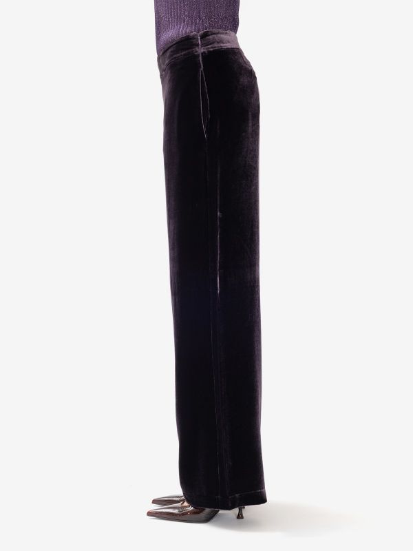 MOMONI' Pantalone palazzo velluto Viola