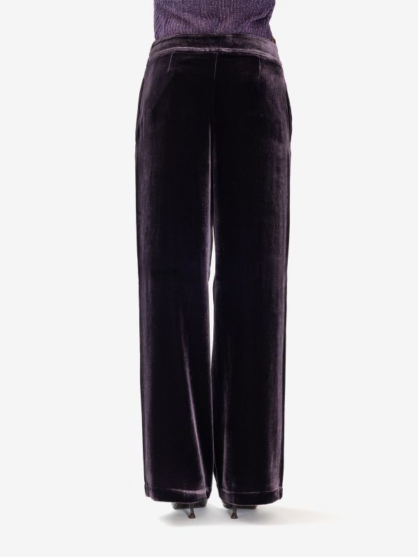MOMONI' Pantalone palazzo velluto Viola