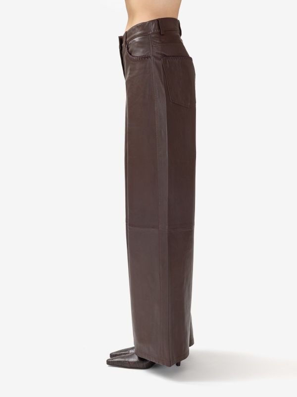 MOMONI' Pantalone palazzo pelle Marrone