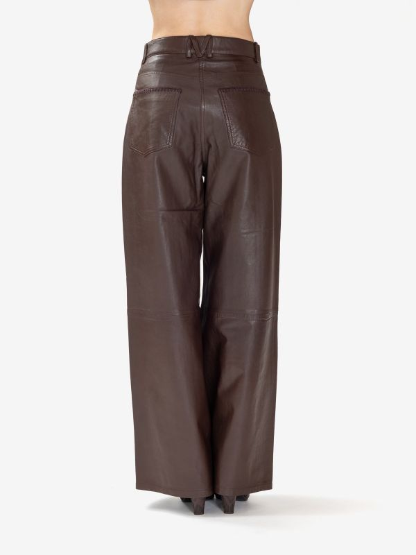 MOMONI' Pantalone palazzo pelle Marrone