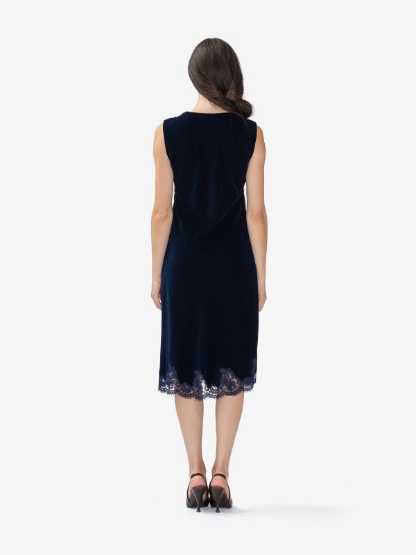ERMANNO SCERVINO Abito midi velluto con pizzo Blu