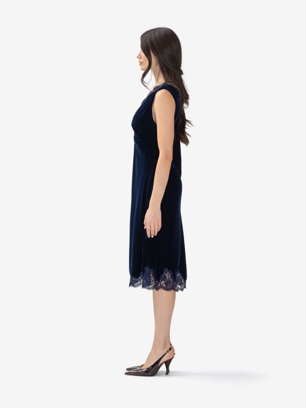 ERMANNO SCERVINO Abito midi velluto con pizzo Blu