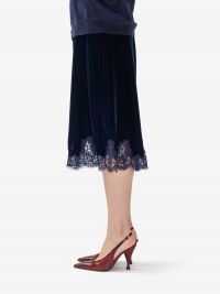 ERMANNO SCERVINO Gonna midi velluto con pizzo Blu