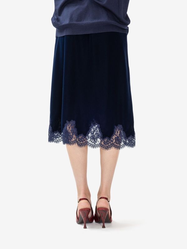 ERMANNO SCERVINO Gonna midi velluto con pizzo Blu