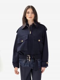 ERMANNO SCERVINO Giubbotto bomber corto con cintura Blu