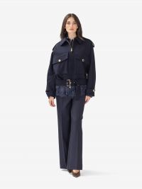 ERMANNO SCERVINO Giubbotto bomber corto con cintura Blu