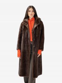 ERMANNO SCERVINO Ecopelliccia lunga con cappuccio Marrone