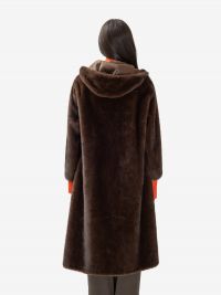 ERMANNO SCERVINO Ecopelliccia lunga con cappuccio Marrone