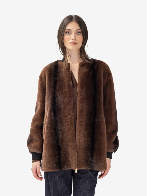 ERMANNO SCERVINO Giubbotto bomber ecopelliccia Marrone