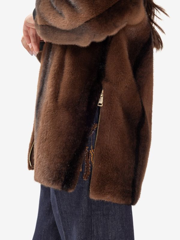 ERMANNO SCERVINO Giubbotto bomber ecopelliccia Marrone