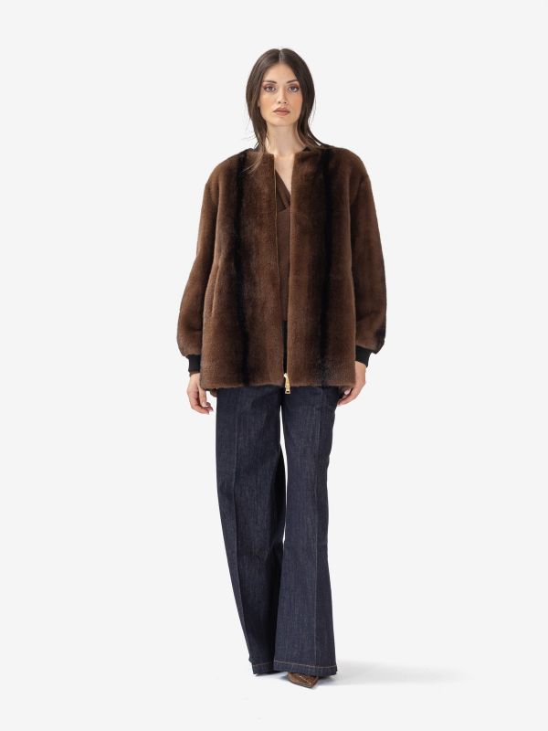 ERMANNO SCERVINO Giubbotto bomber ecopelliccia Marrone