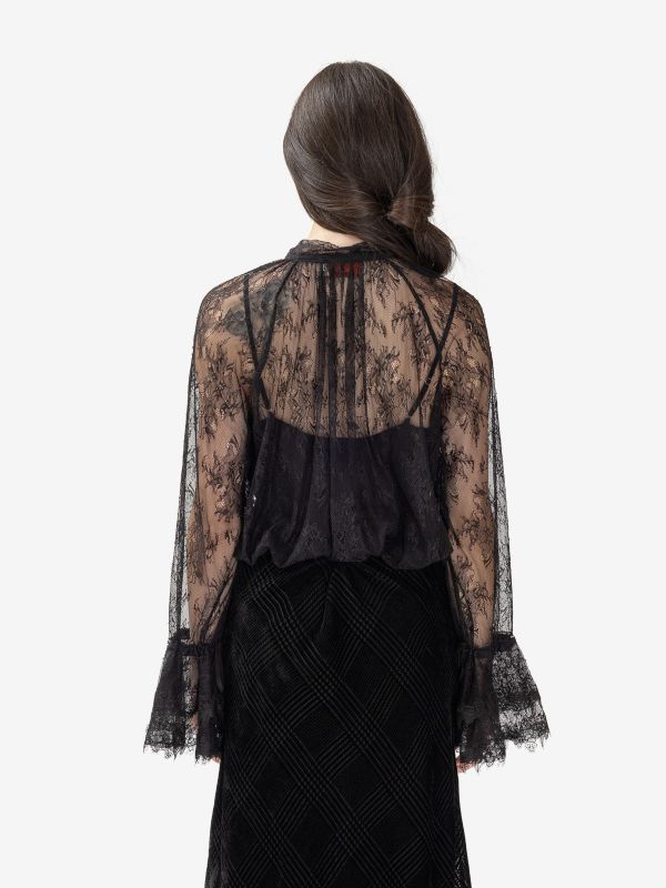 ERMANNO SCERVINO Camicia pizzo m/l Nero