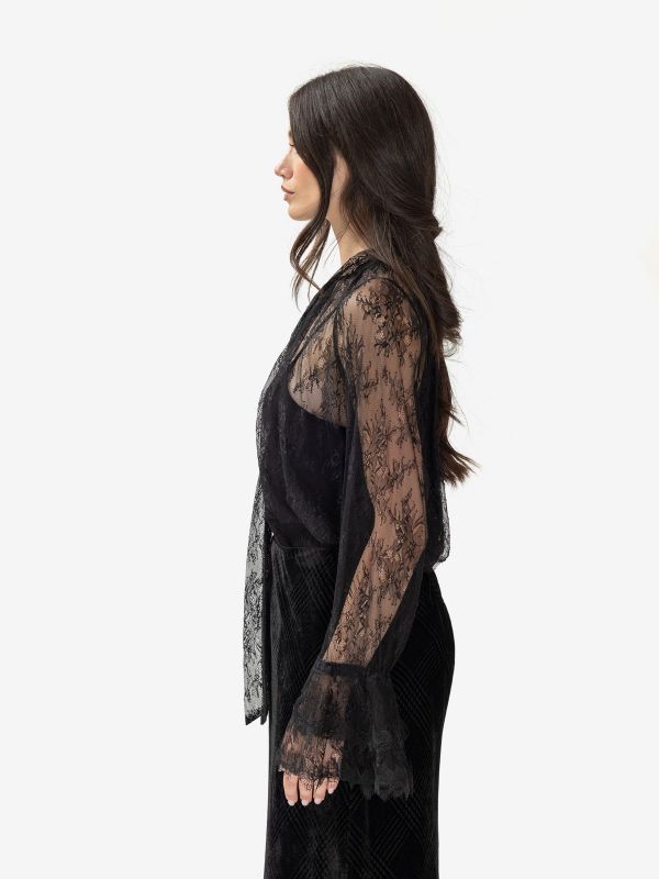 ERMANNO SCERVINO Camicia pizzo m/l Nero