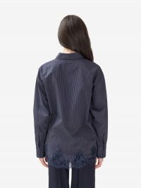 ERMANNO SCERVINO Camicia gessata con pizzo m/l Blu