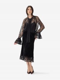 ERMANNO SCERVINO Gonna midi velluto + pizzo Nero