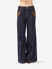 ERMANNO SCERVINO Jeans palazzo con applicazioni Blu