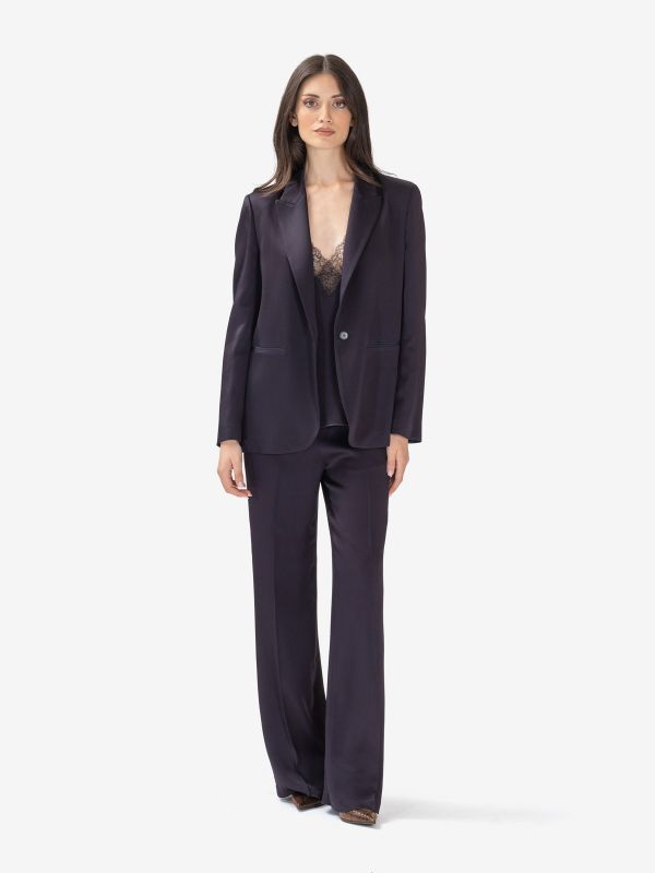 FORTE FORTE Pantalone palazzo satin Blu