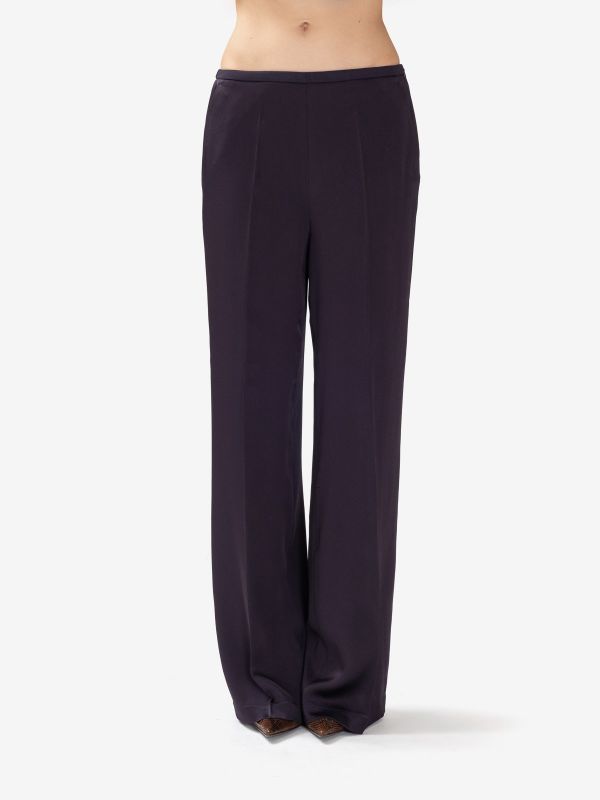 FORTE FORTE Pantalone palazzo satin Blu
