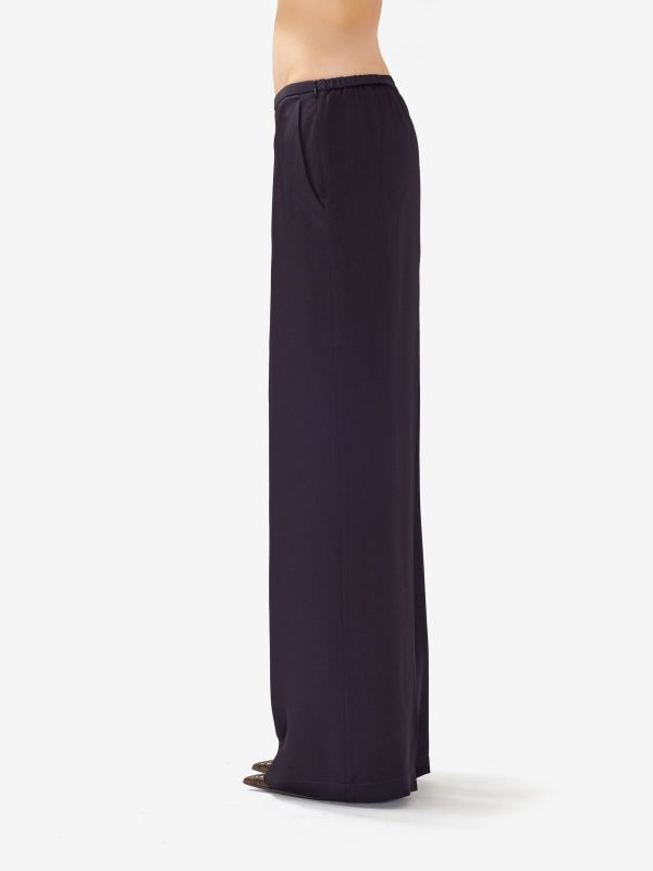 FORTE FORTE Pantalone palazzo satin Blu