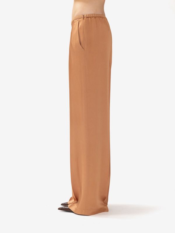 FORTE FORTE Pantalone palazzo satin Pesca