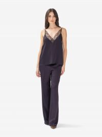 FORTE FORTE Top satin pizzo Blu