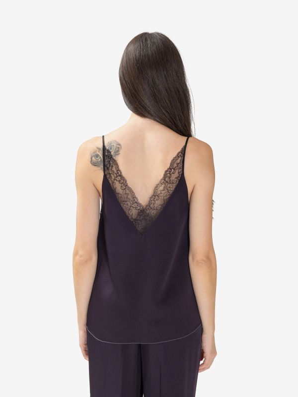 FORTE FORTE Top satin pizzo Blu