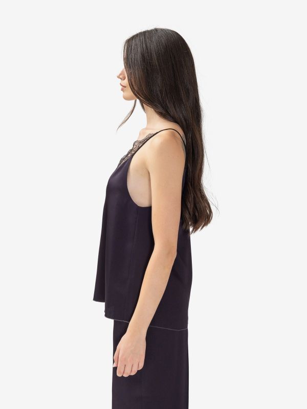 FORTE FORTE Top satin pizzo Blu
