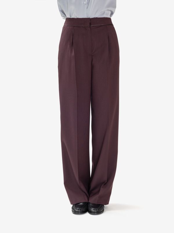 FORTE FORTE Pantalone vita alta baloon frescolana Bordeaux