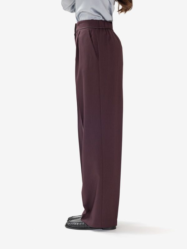 FORTE FORTE Pantalone vita alta baloon frescolana Bordeaux