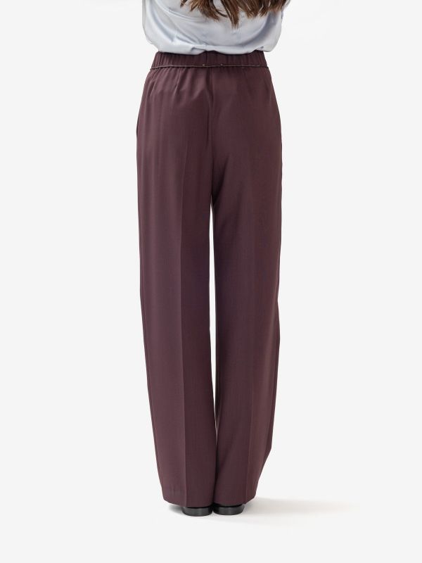 FORTE FORTE Pantalone vita alta baloon frescolana Bordeaux