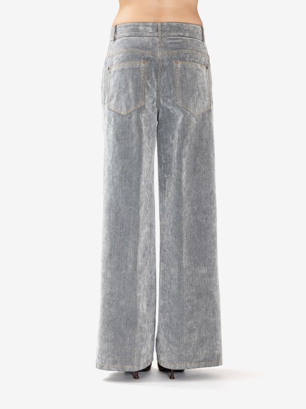 FORTE FORTE Jeans floccato palazzo Grigio