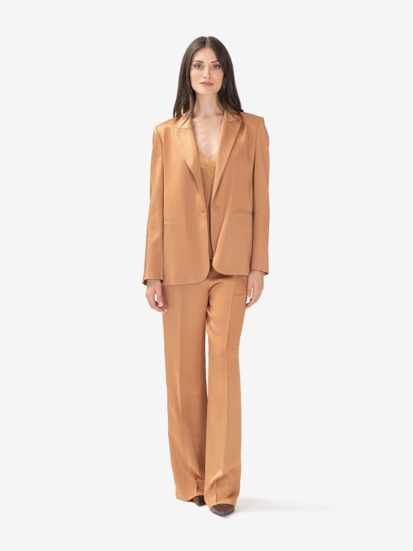 FORTE FORTE Blazer satin monopetto Pesca