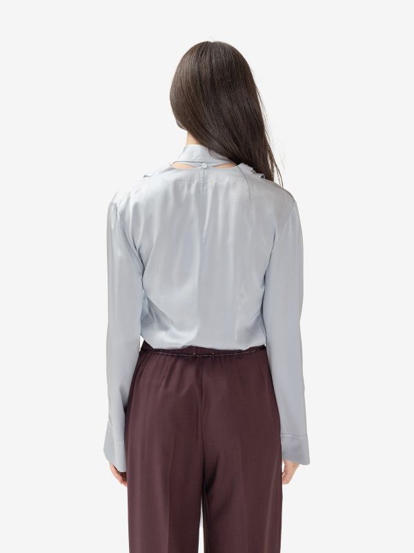 FORTE FORTE Camicia con sciarpa satin Celeste
