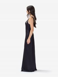 FORTE FORTE Abito lungo satin con bretelle in pizzo Blu