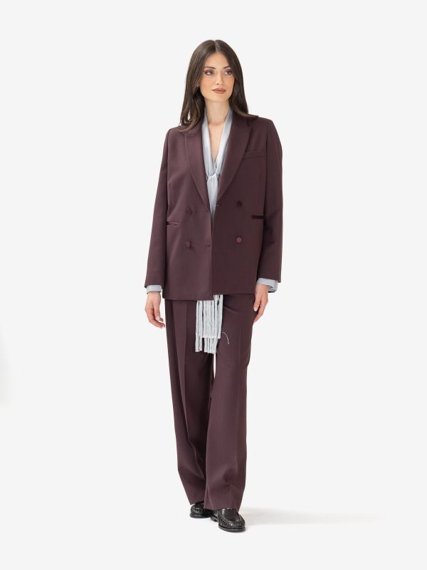 FORTE FORTE Blazer doppiopetto frescolana Bordeaux