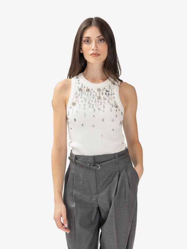 DES PHEMMES Tanktop cotone con applicazioni Bianco