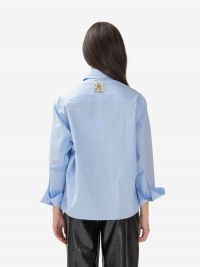 DES PHEMMES Camicia cotone m/l con applicazioni Celeste