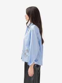 DES PHEMMES Camicia cotone m/l con applicazioni Celeste