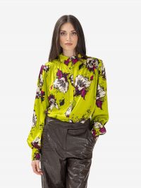 DES PHEMMES Camicia m/l con spalline + fiori magenta Verde acido