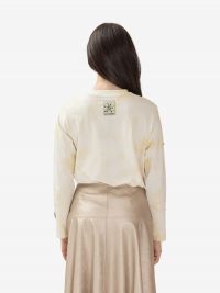 DES PHEMMES Long sleeve jersey sfumata con strass Panna