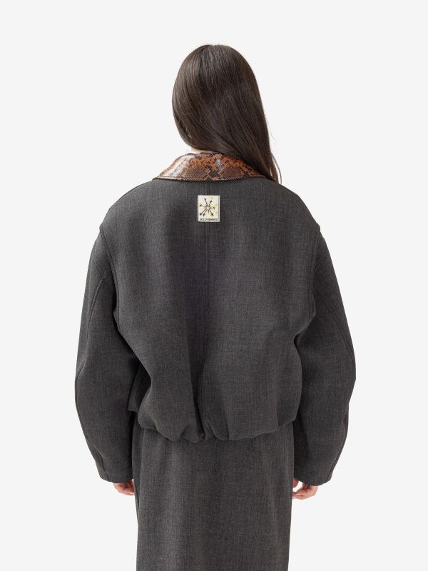DES PHEMMES Bomber imbottito con collo stampa pitone Grigio