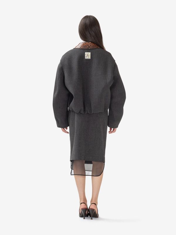 DES PHEMMES Bomber imbottito con collo stampa pitone Grigio