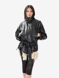 FEDERICA TOSI Bomber pelle metallo Nero